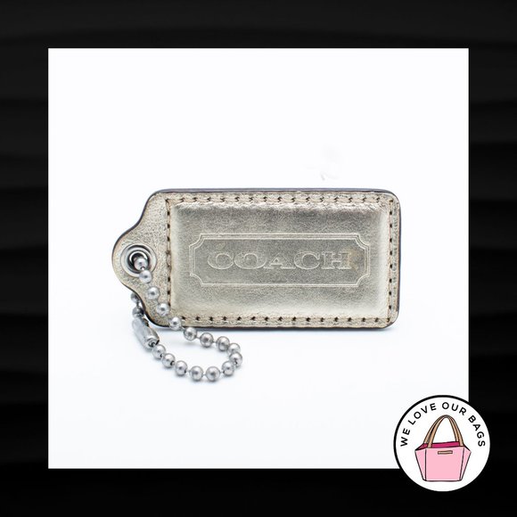 2.5" Large COACH GOLD METALLIC LEATHER KEY FOB BAG CHARM KEYCHAIN HANG TAG - Picture 1 of 1